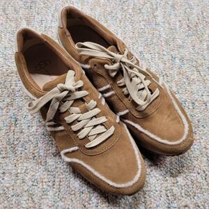 UGG Energ Trigo Spill Seam Shoes Mens 9 Chestnut Wool Suede Sneakers NEW Casual